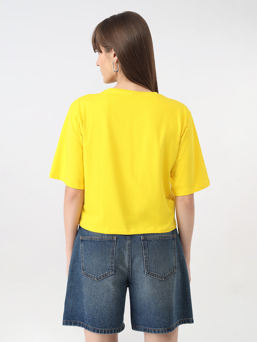 Women Golden Sunset Slim Crop T-Shirt