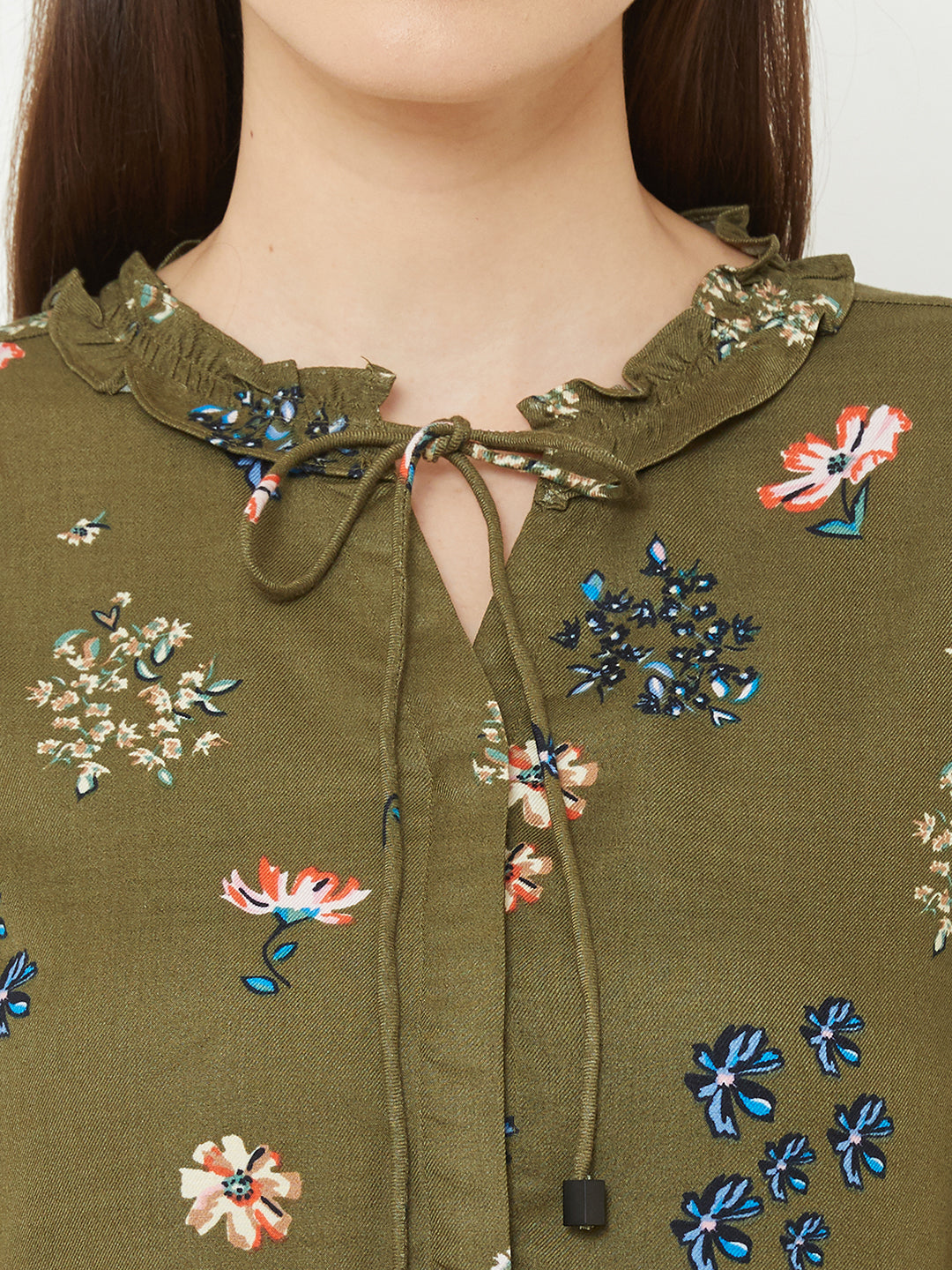 Women Olive Printed Top