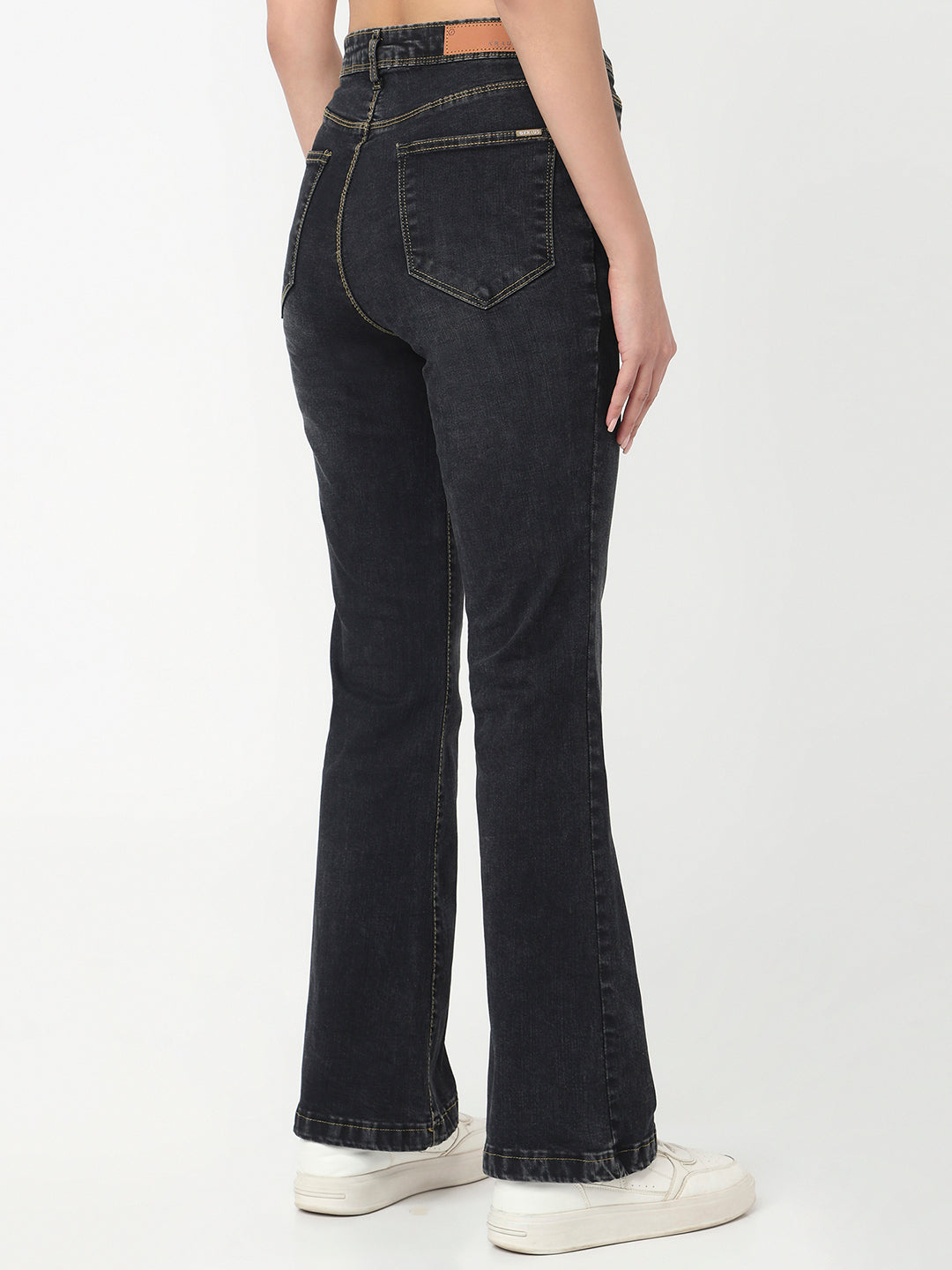 Women Charcoal High-Rise Mini Flare Jeans