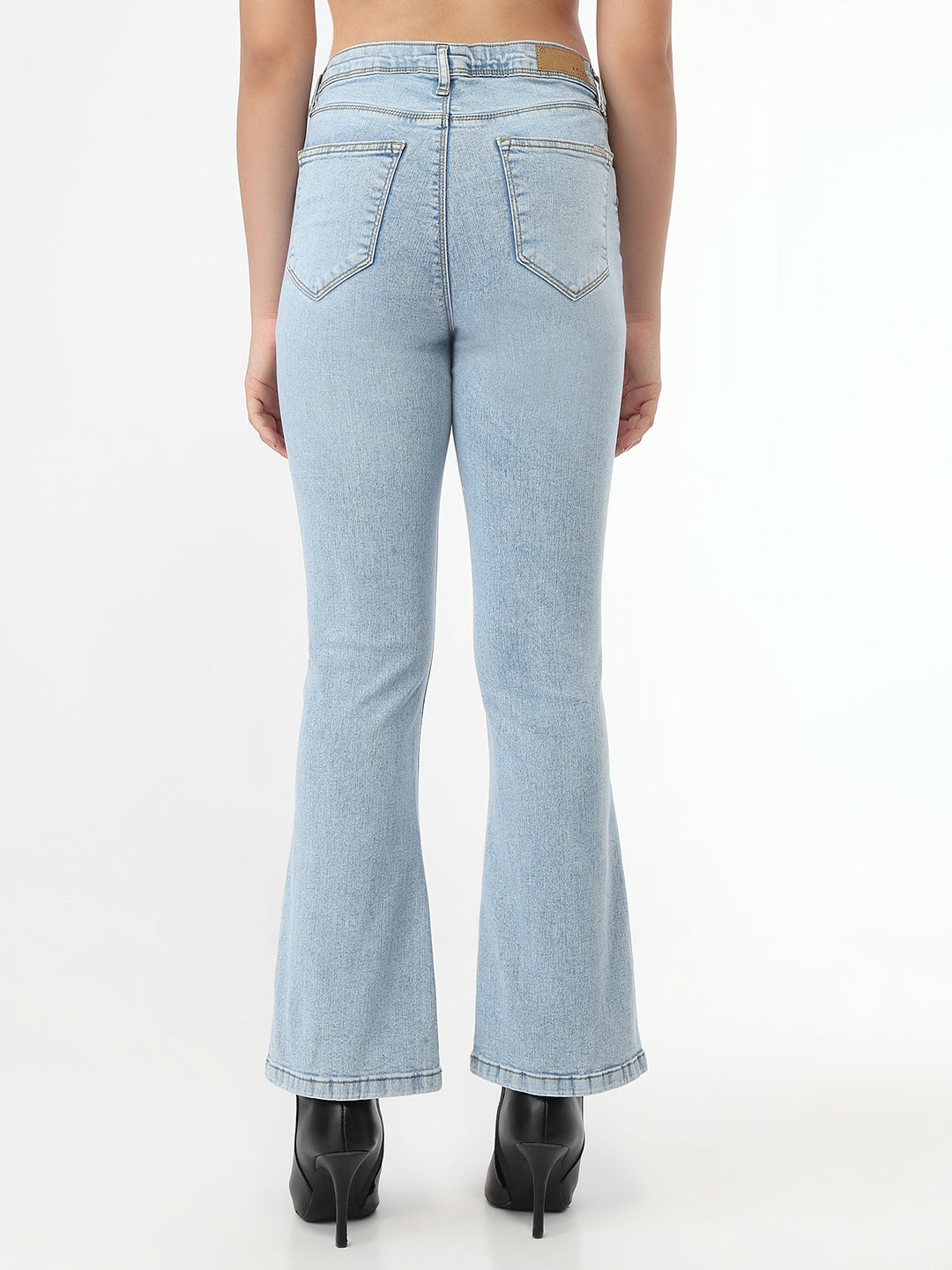 Women Light Blue High-Rise Flare Jeans