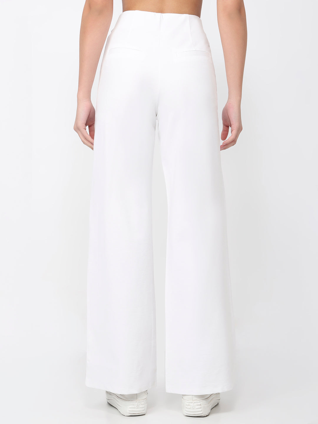 Women White Super Wide Leg Treggings