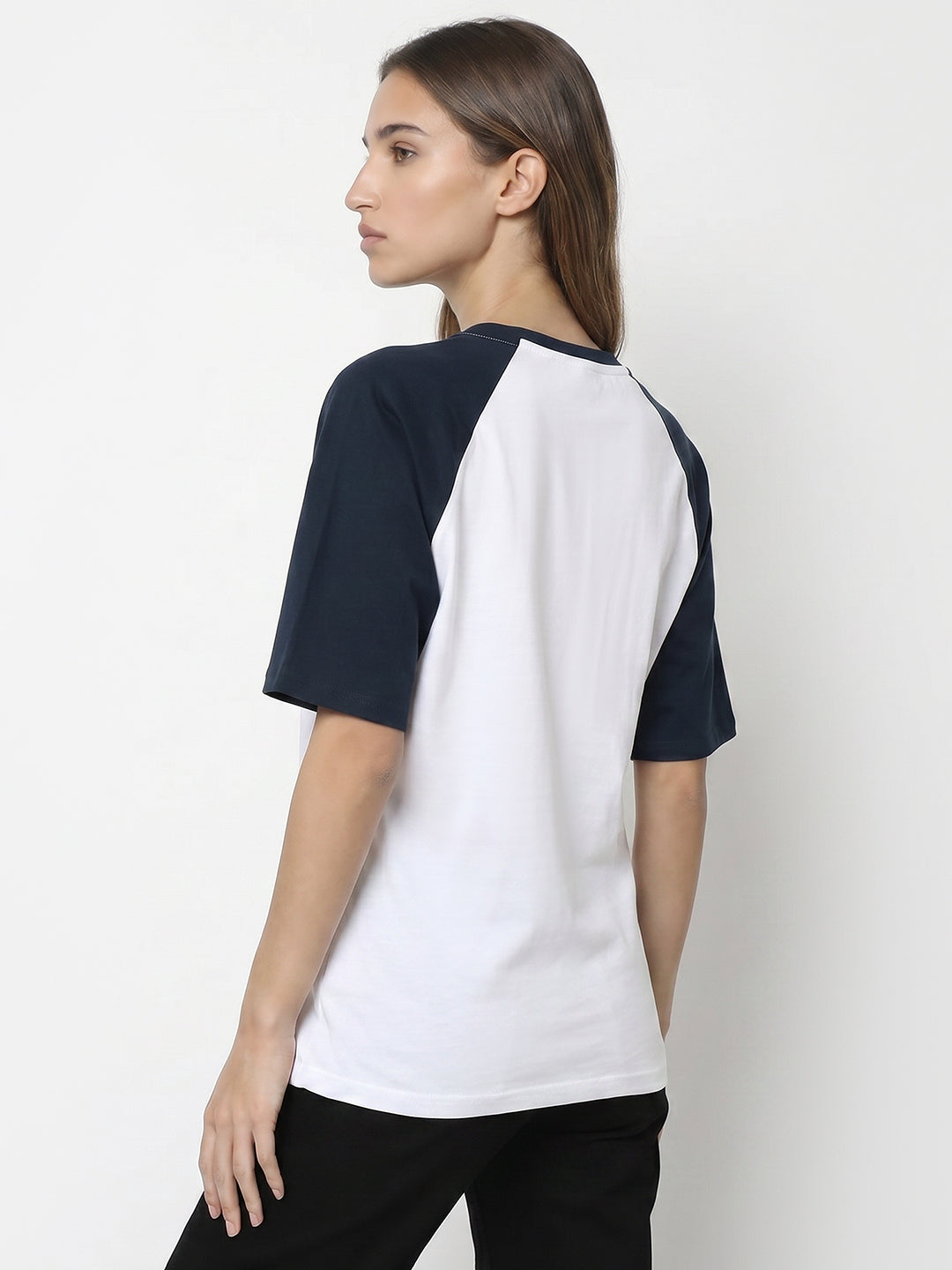 Women White/Airforce Oversized T-Shirt