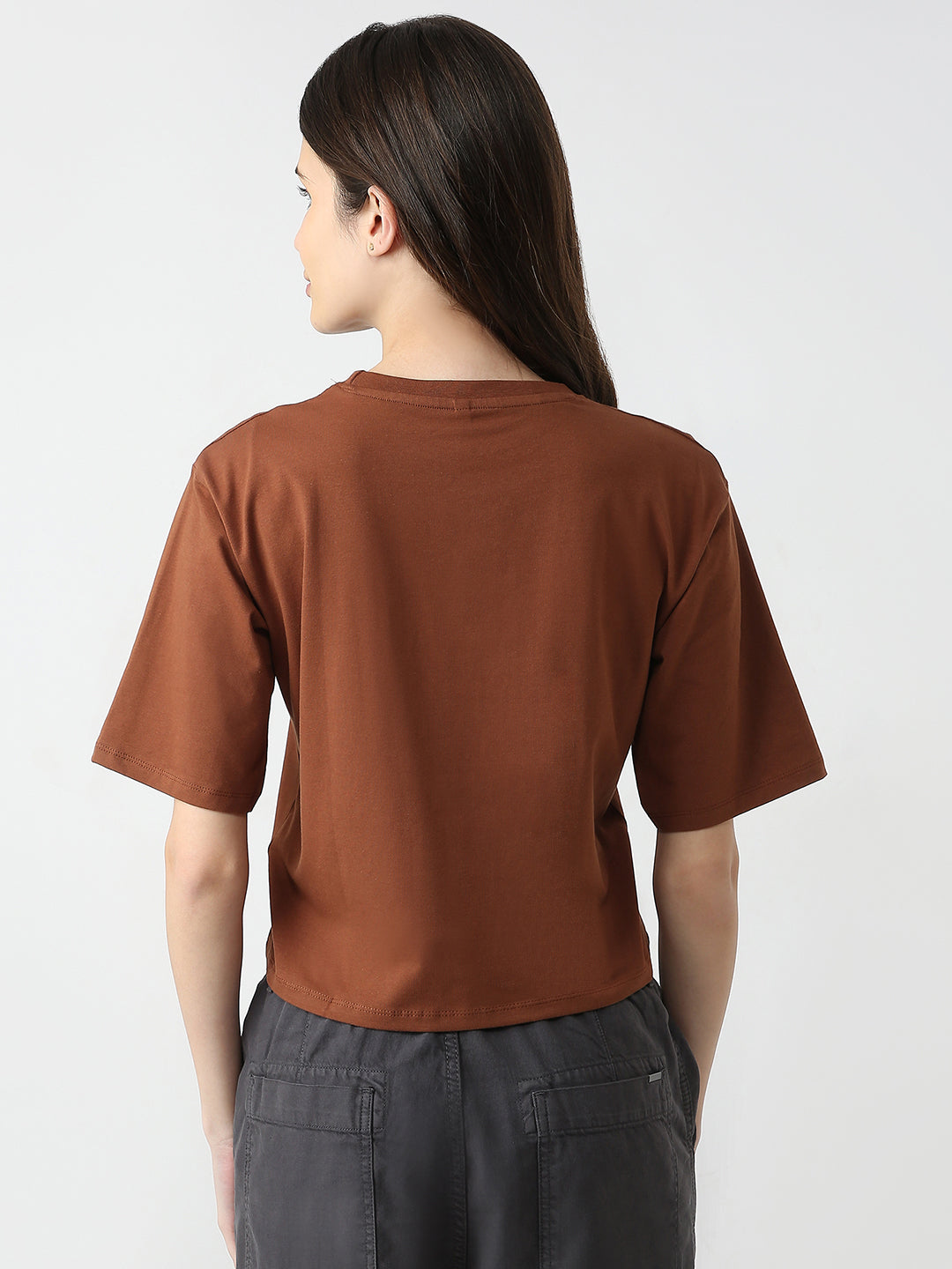 Women Graphic Crop Slim Fit Tees