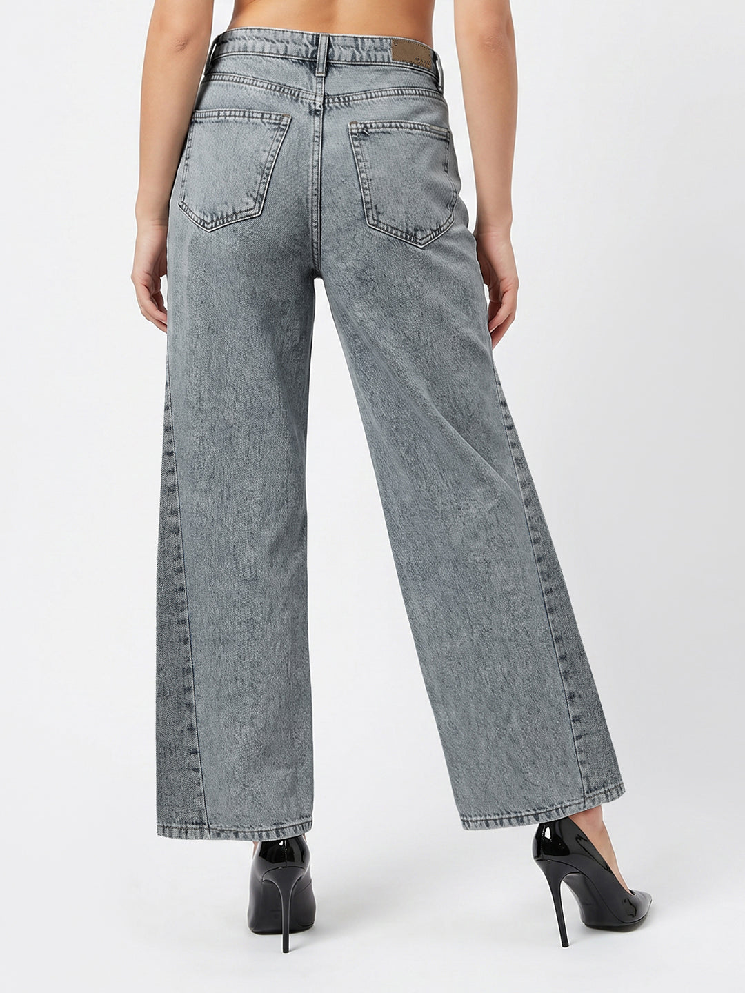 Women Light Blue High-Rise Wide Leg Jeans