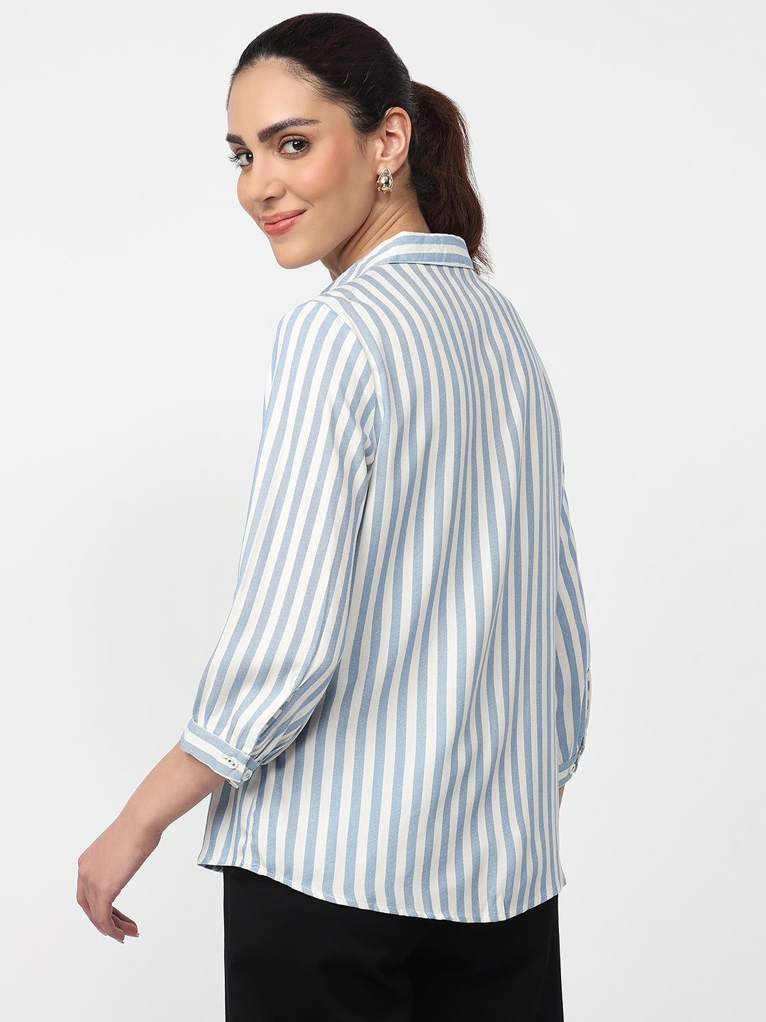 Women Blue/White Stipped Shirt