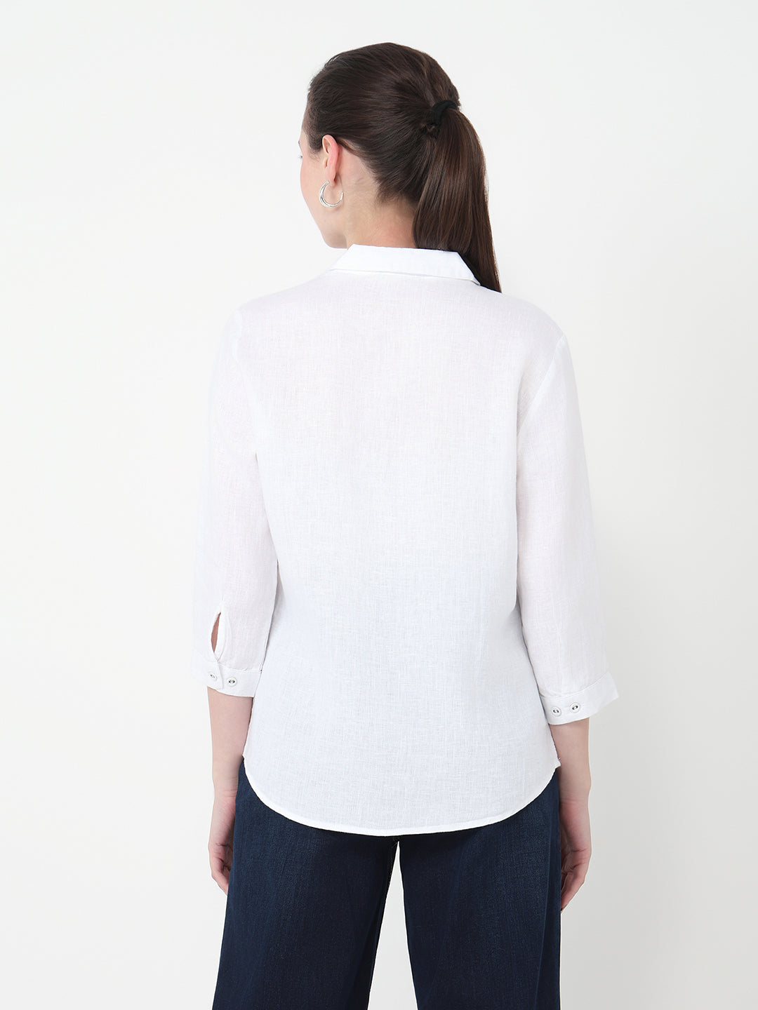 Women White Slim Fit Shirt