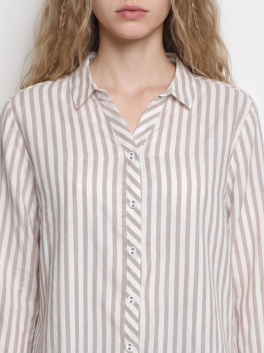 Beige/White Stripe Shirt