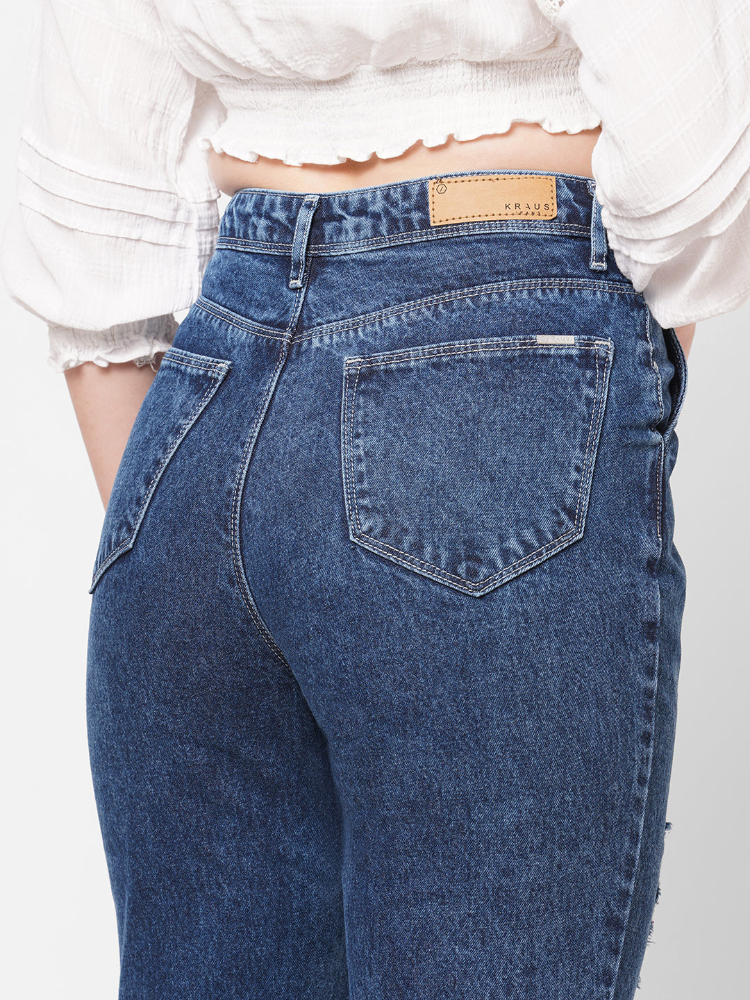 Women Light Blue High-Rise Baggy Jeans