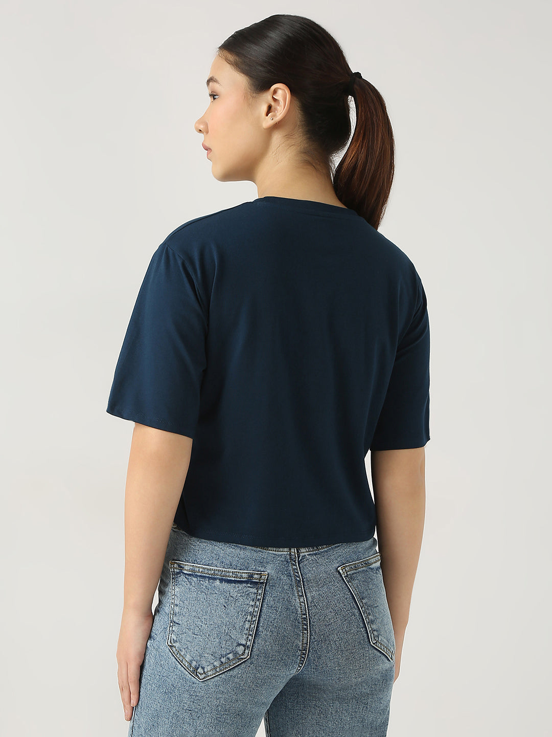 Women Graphic Crop Slim Fit Tees