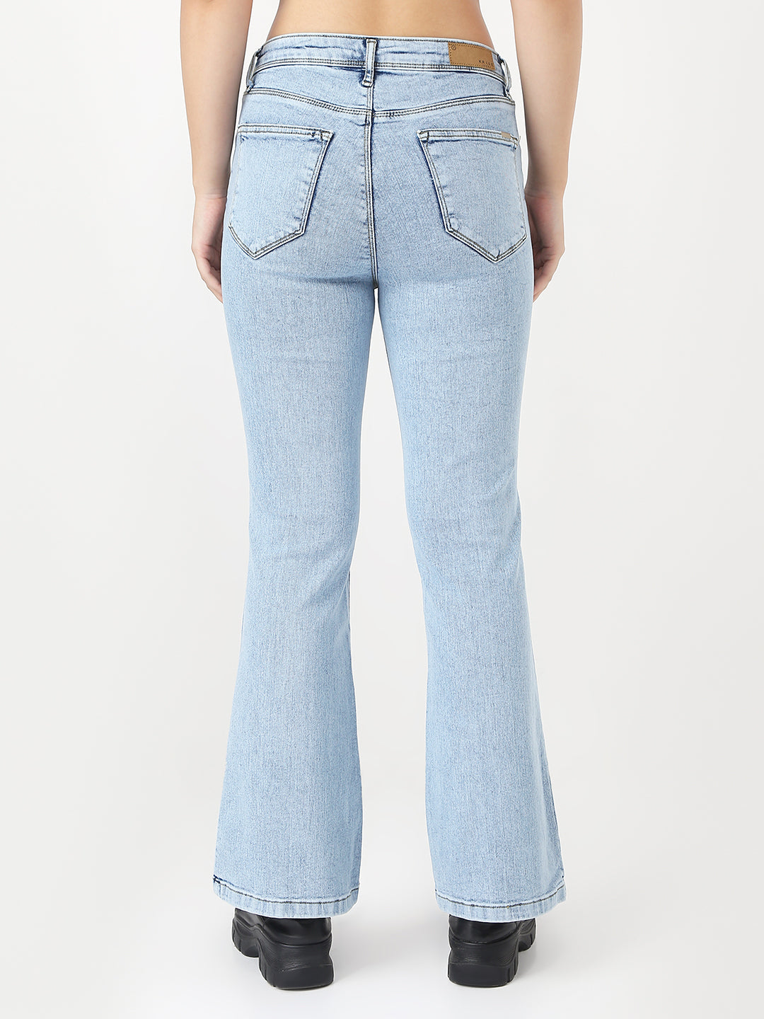 Women Light Blue High-Rise Flare Jeans