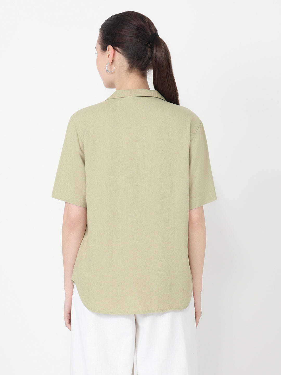 Women Light Olive Slim Fit Shirt