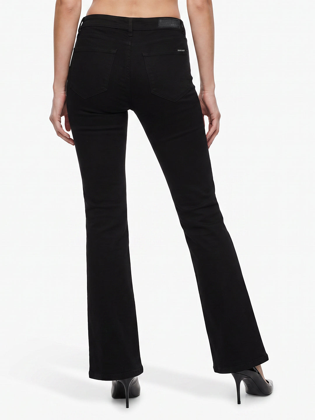 Women Black High-Rise Mini Flare Jeans