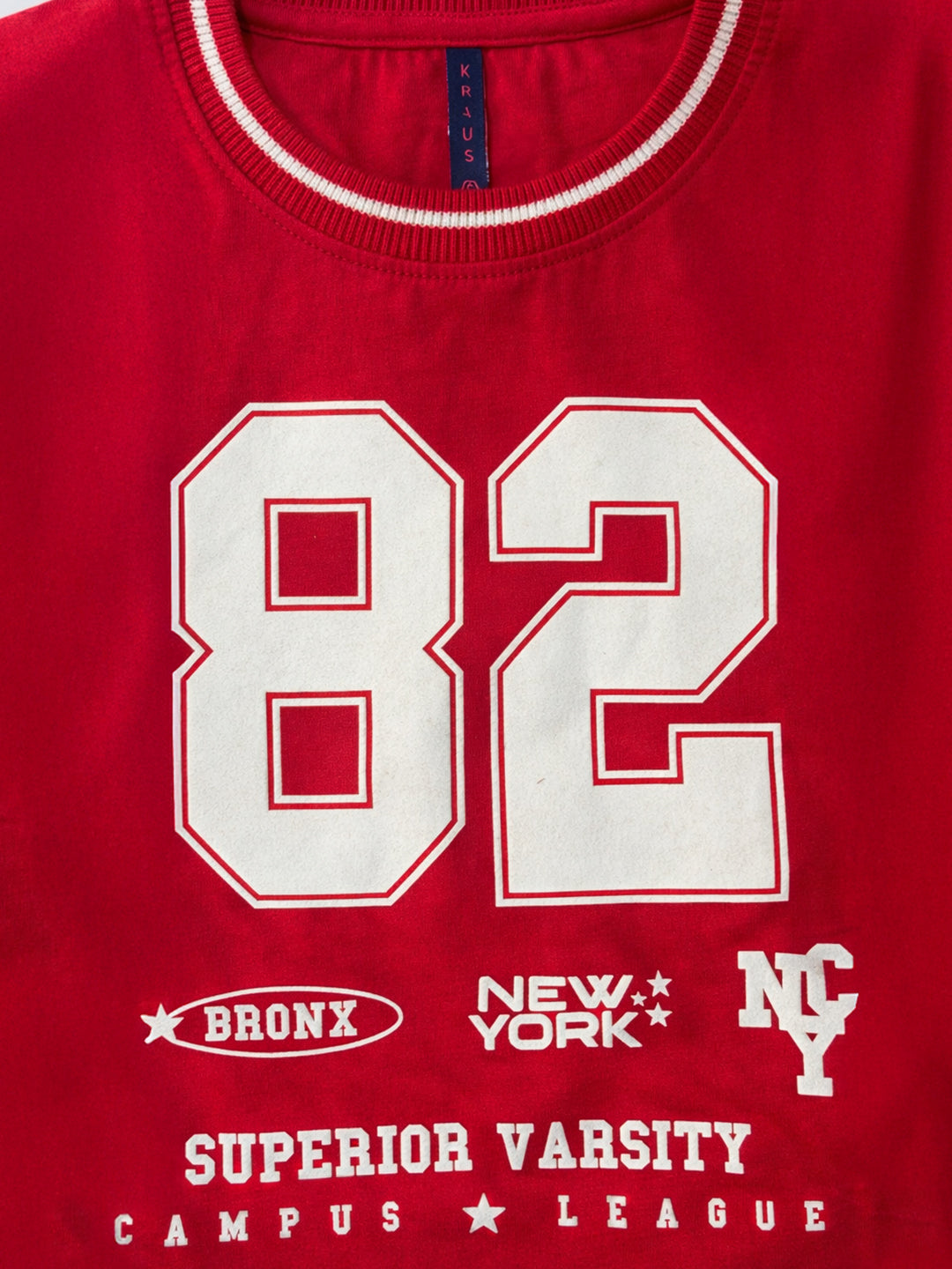 Women Red Graphic Crop Tees