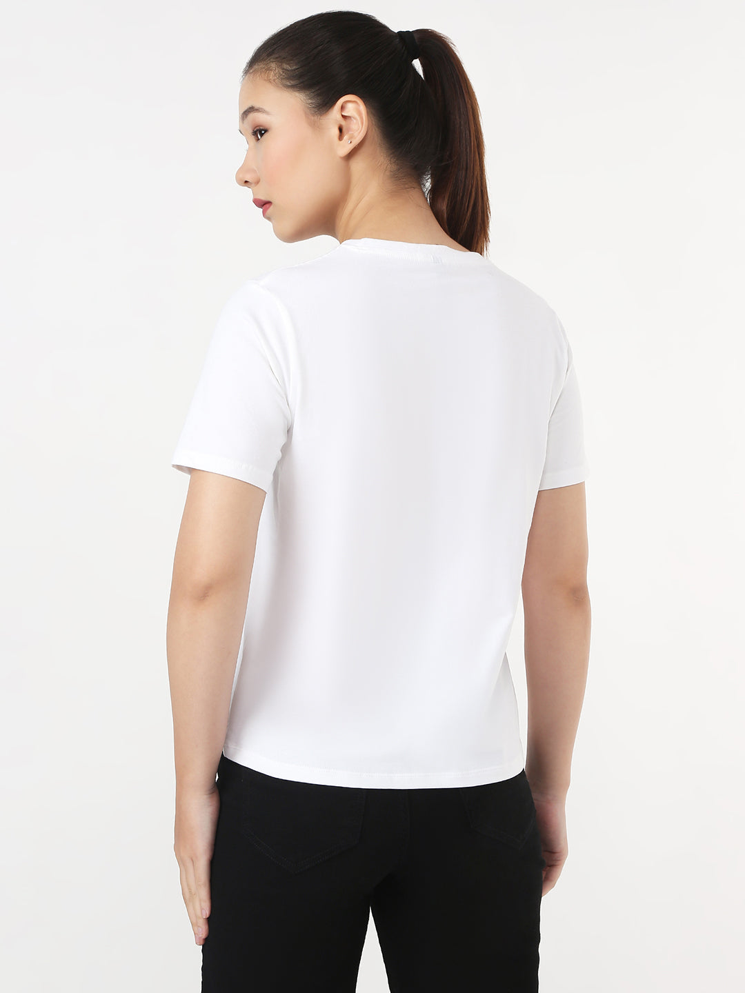 Women White Slim Boxy T-Shirt