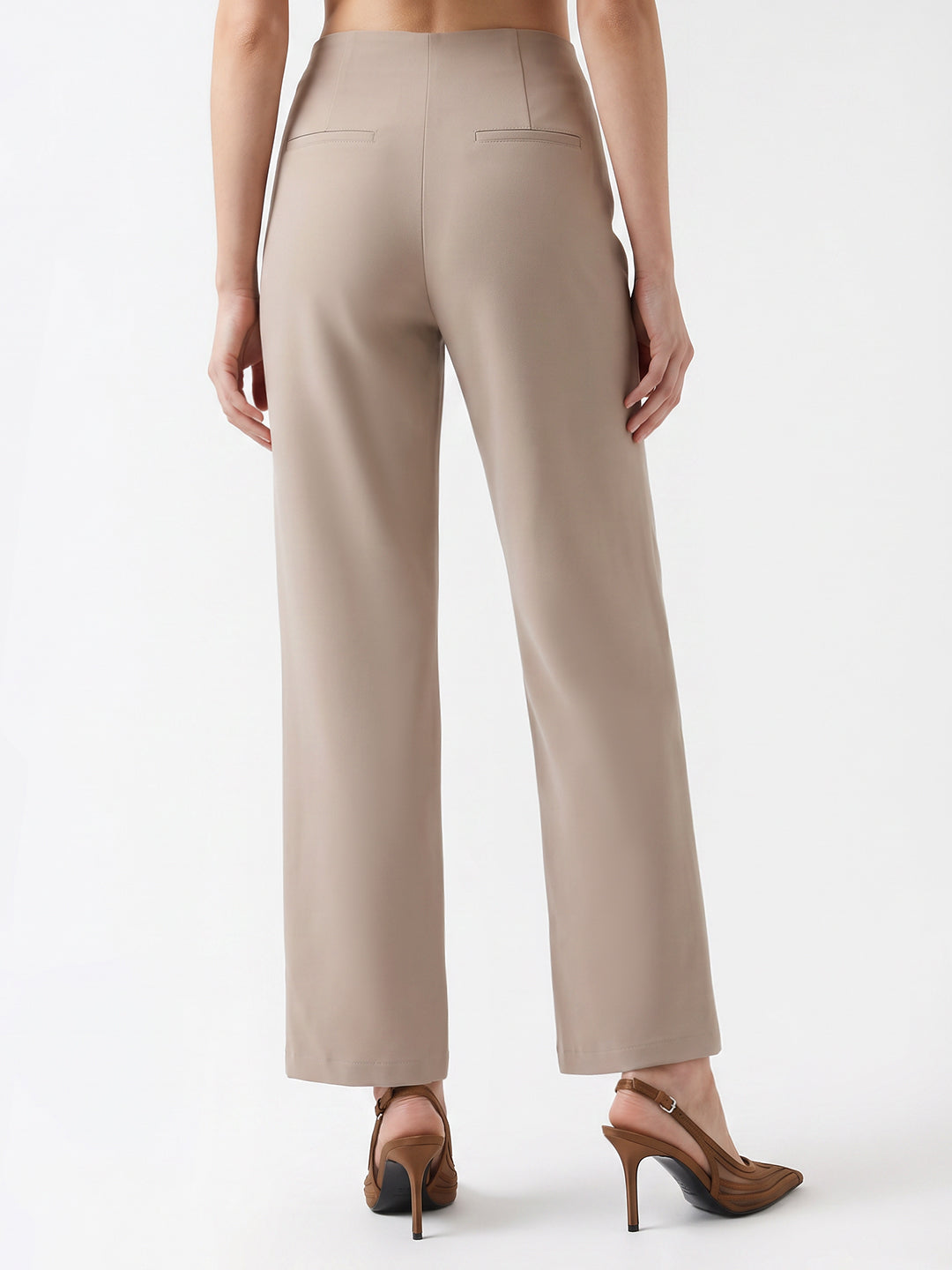 Women Dark Beige Wide Leg Treggings