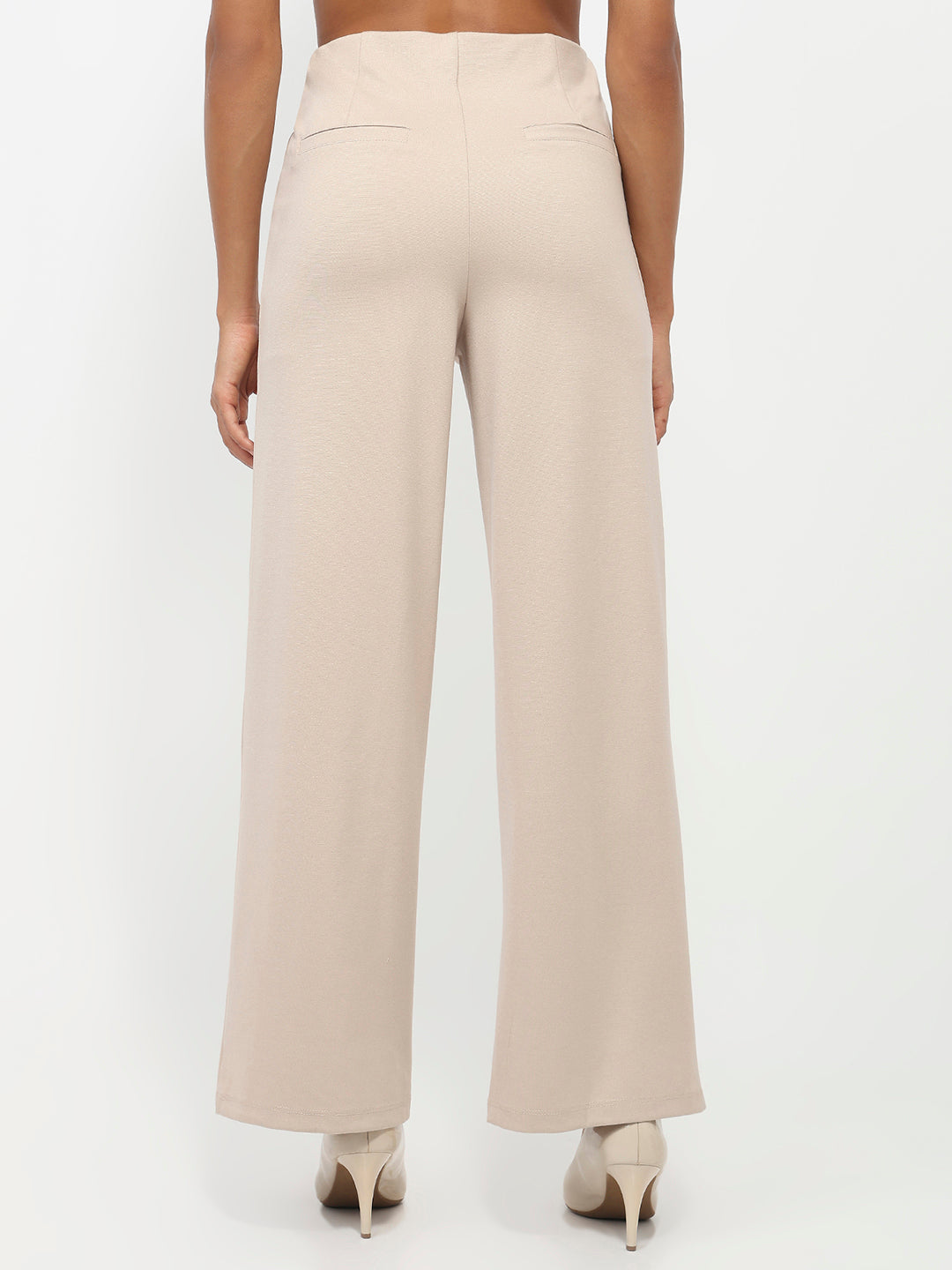 Women Beige Wide Leg Treggings