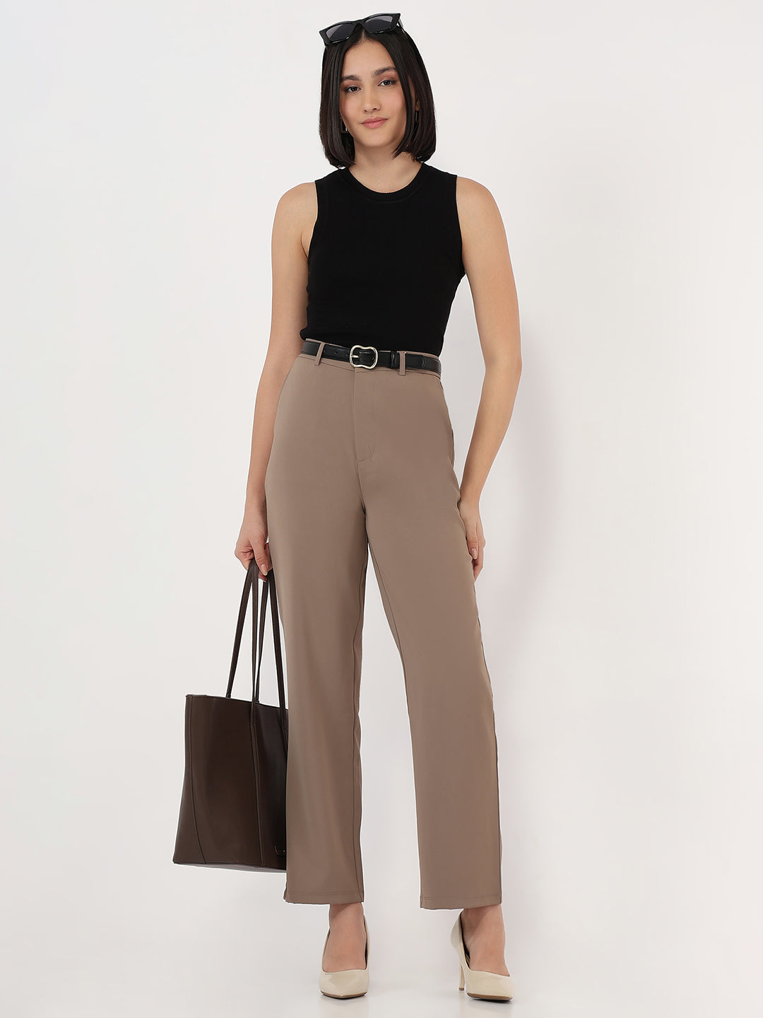 Women Stone Loose Straight Trousers