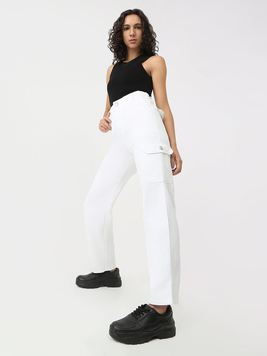 Women White Mid-Rise Cargo