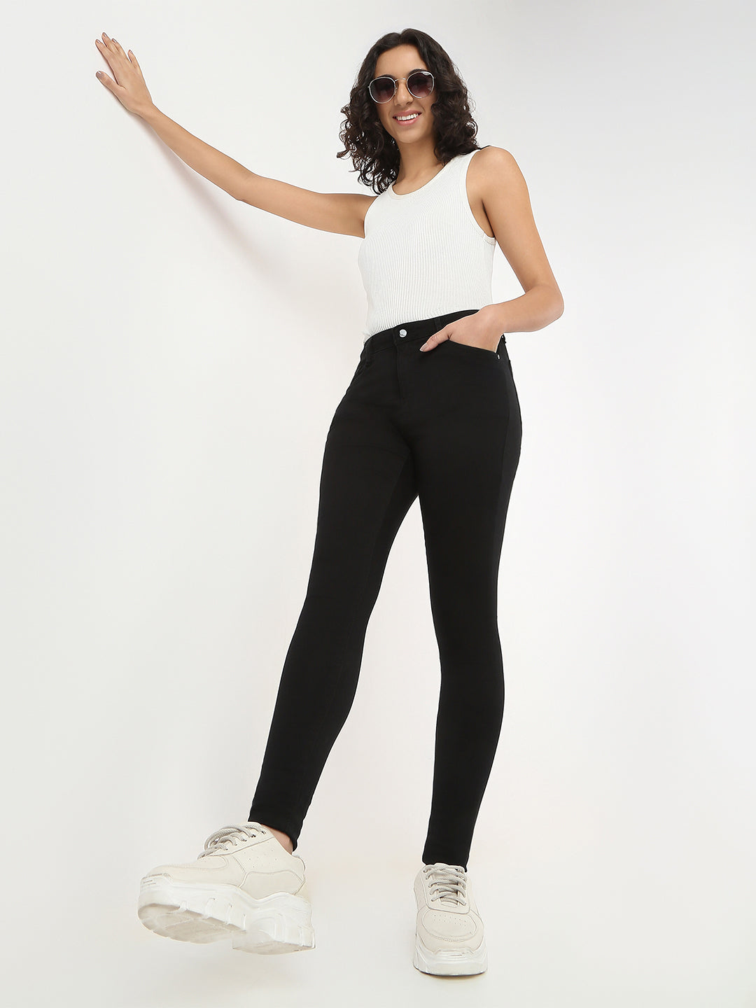 Women Black Sky High Skinny Jeans