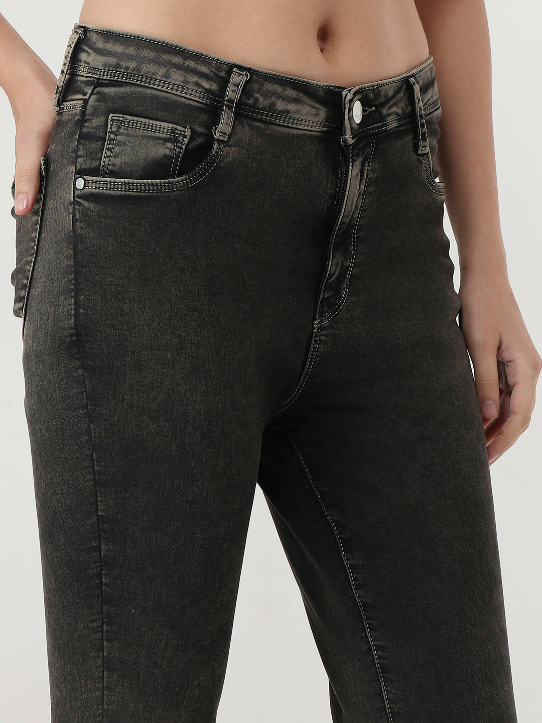 Women Grey High-Rise Skinny Jeans