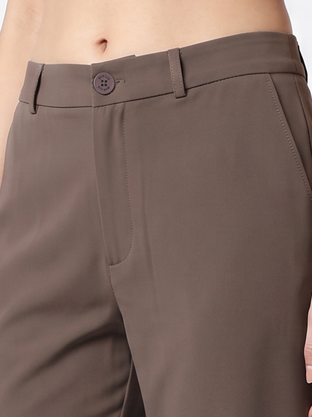 Women Stone High-Rise Straight Fit Korean Pants