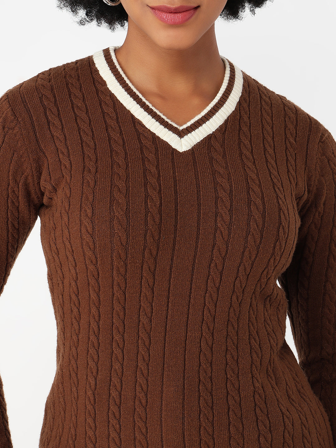 Women Sepia Slim Fit Sweater