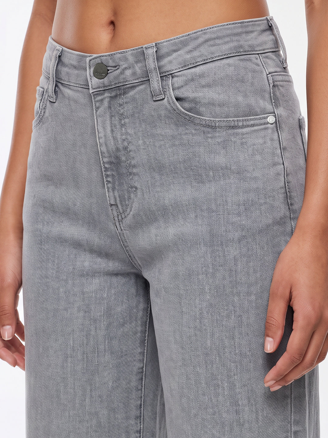 Grey High-Rise Super Wide Leg Jeans