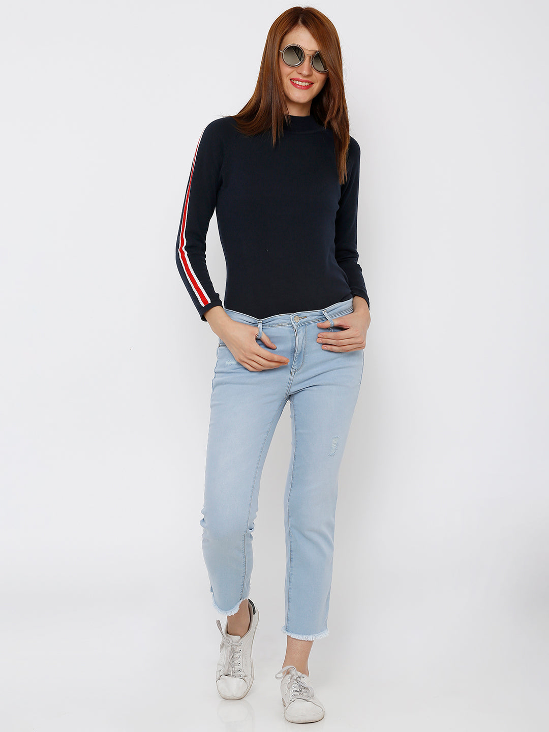 Women Light Blue High-Rise Flare Jeans