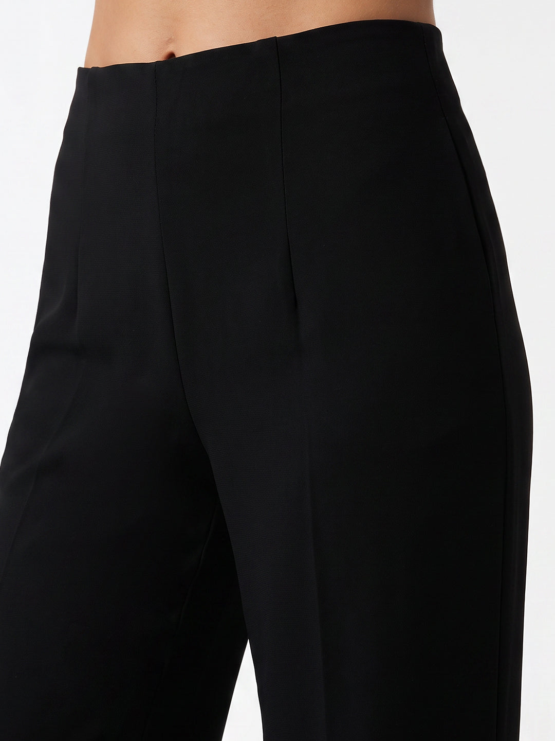 Women Black Super Wide Leg Treggings