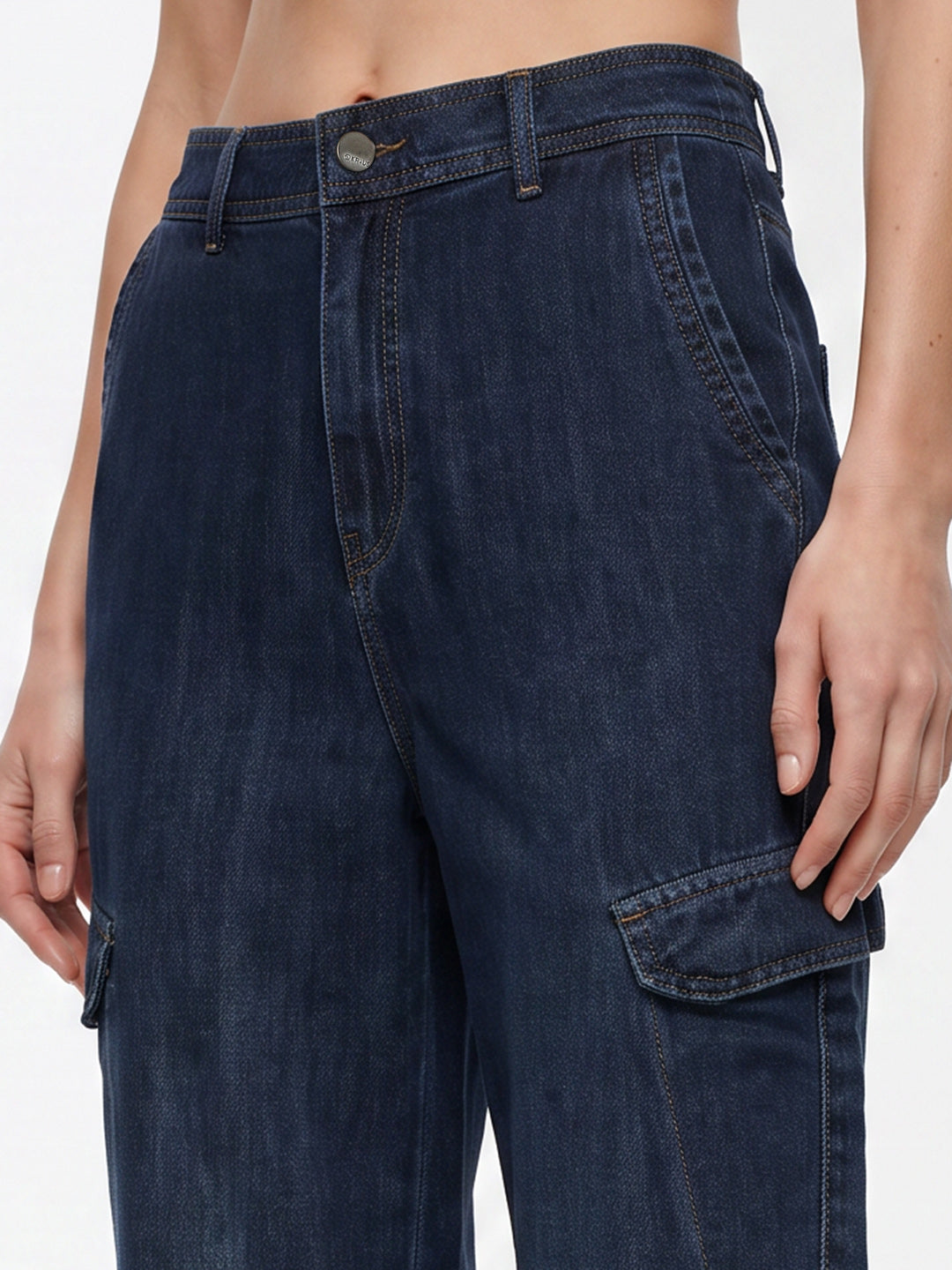 Women Blue Mid-Rise Cargo