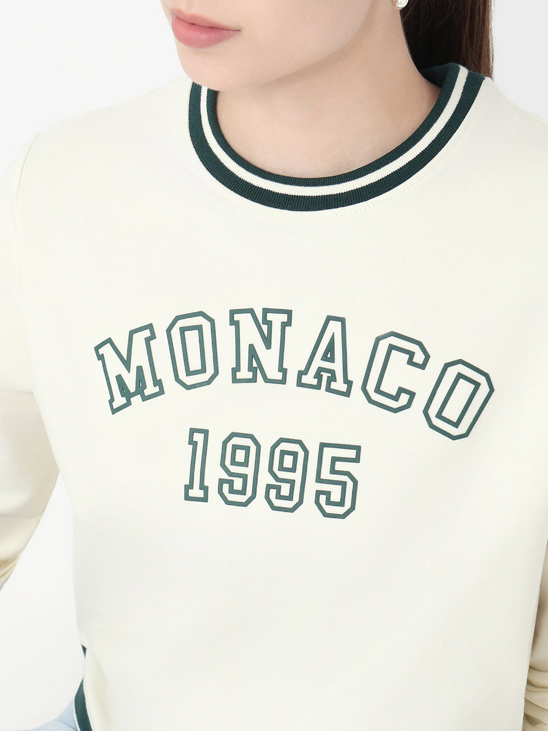 Women Ivory Slim Fit Sweatshirt