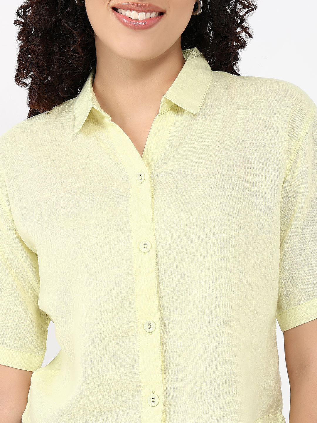 Women Luminary Green Crop Shirt