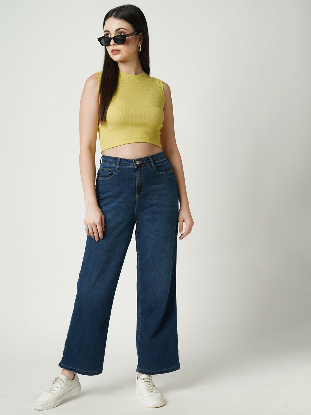 Women Rib Crop Slim Fit Sleeveless T-Shirt