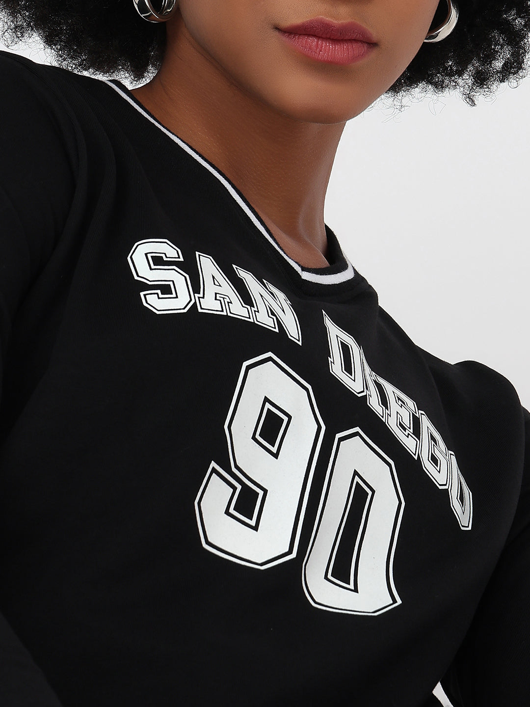 Women Black Slim Fit Sweatshirt