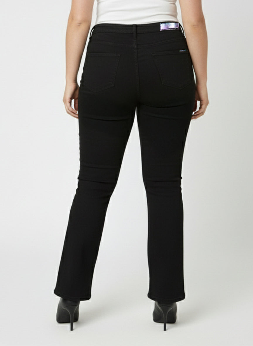 Women Black Mini Flare Jeans