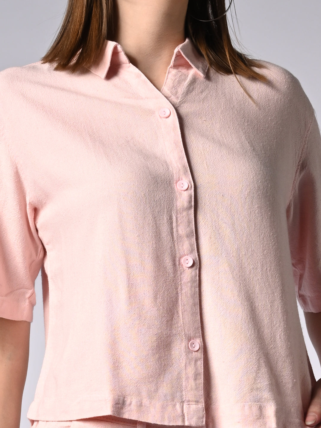 Women Solid Light Pink Shirt
