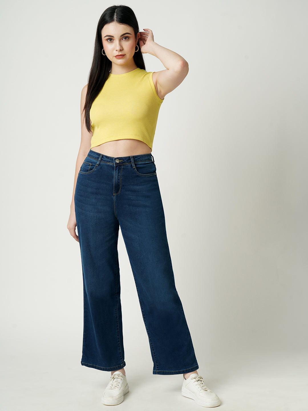 Women High-Rise Parallel Wide Leg Jeans