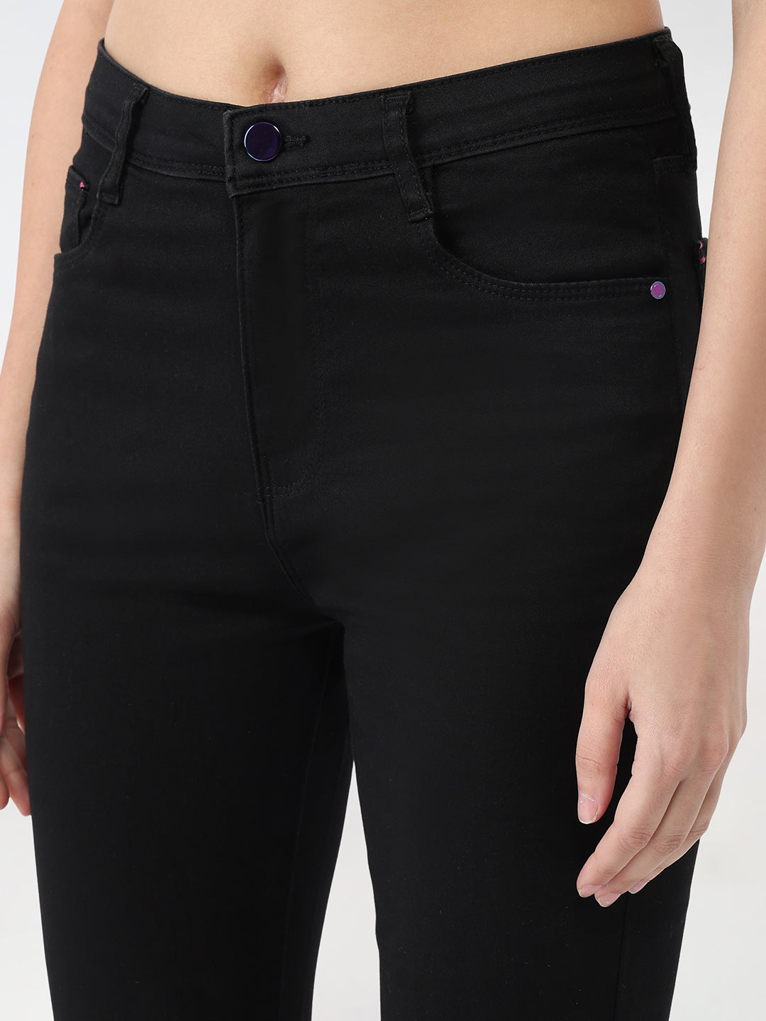Women Black Mini Flare Jeans