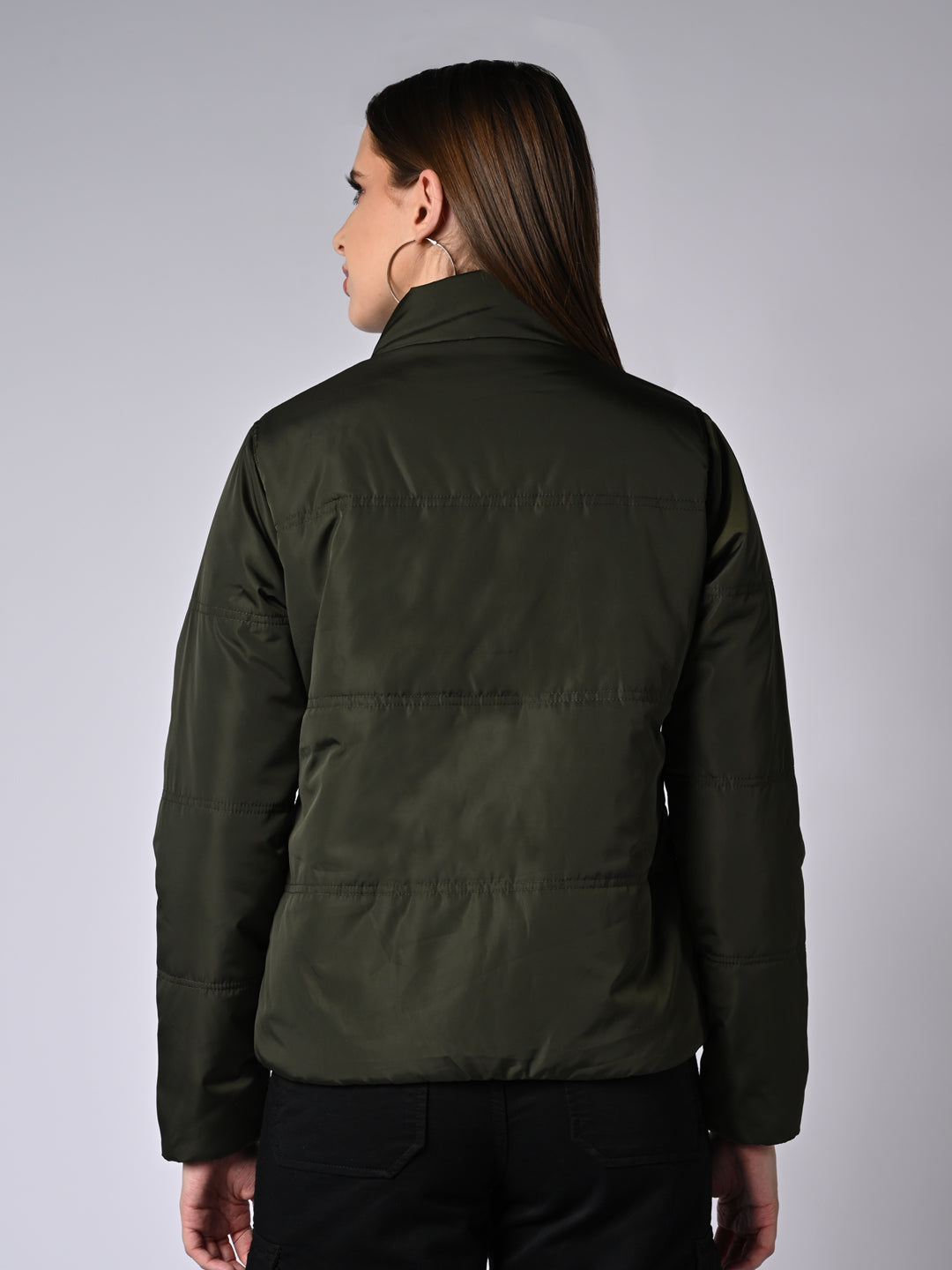 Women Bottle Green Winter Jacket