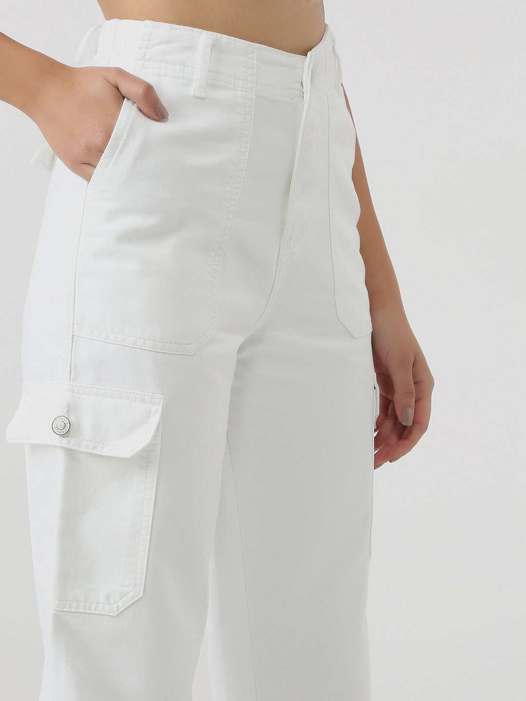 Women White Mid-Rise Cargo