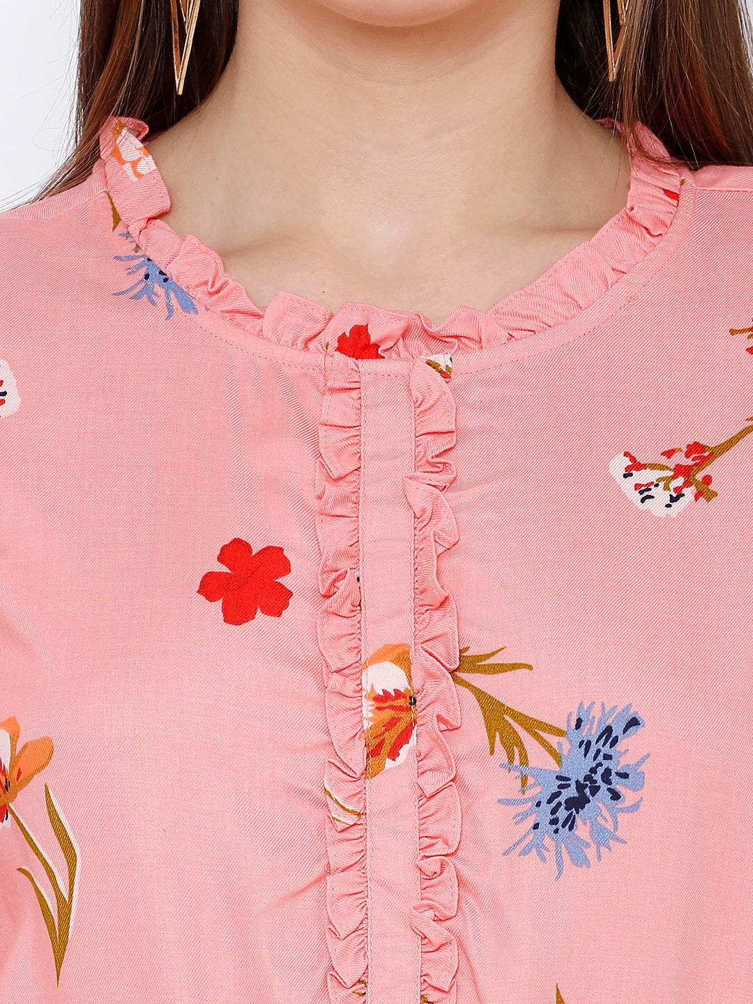 Women Peach Printed Top