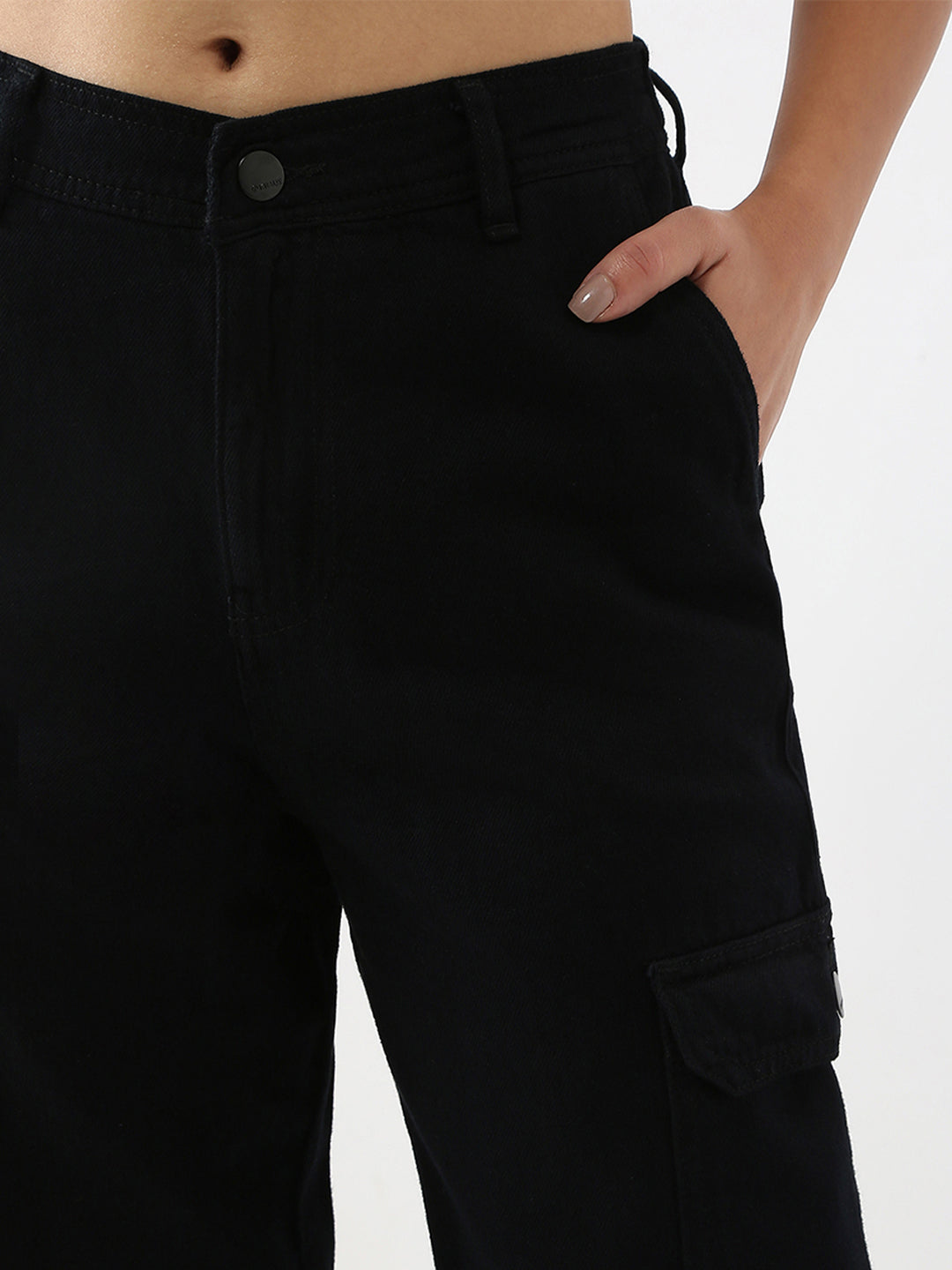 Women Black Mid-Rise Cargo