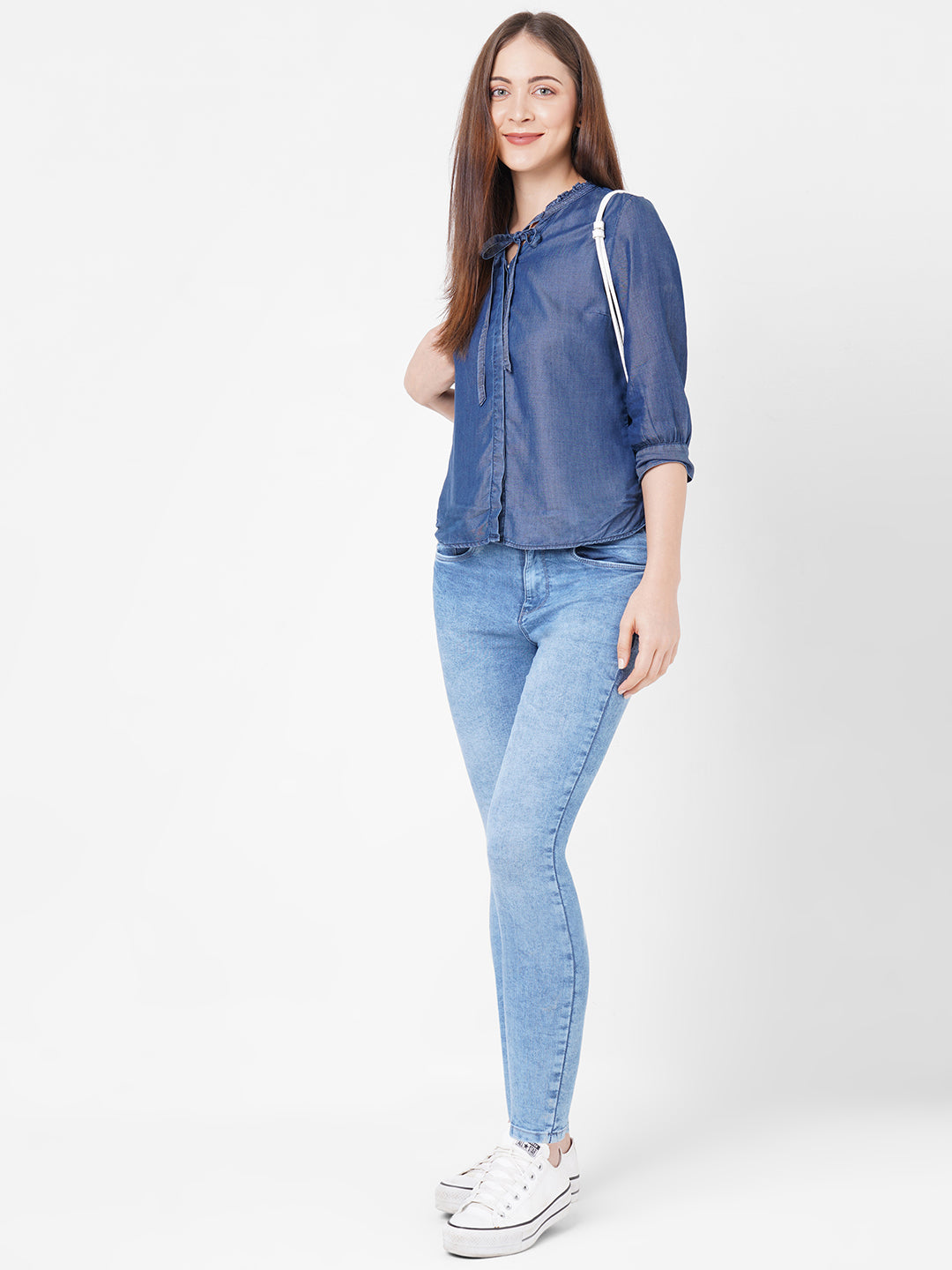 Women Light Blue High-Rise Skinny Jeans