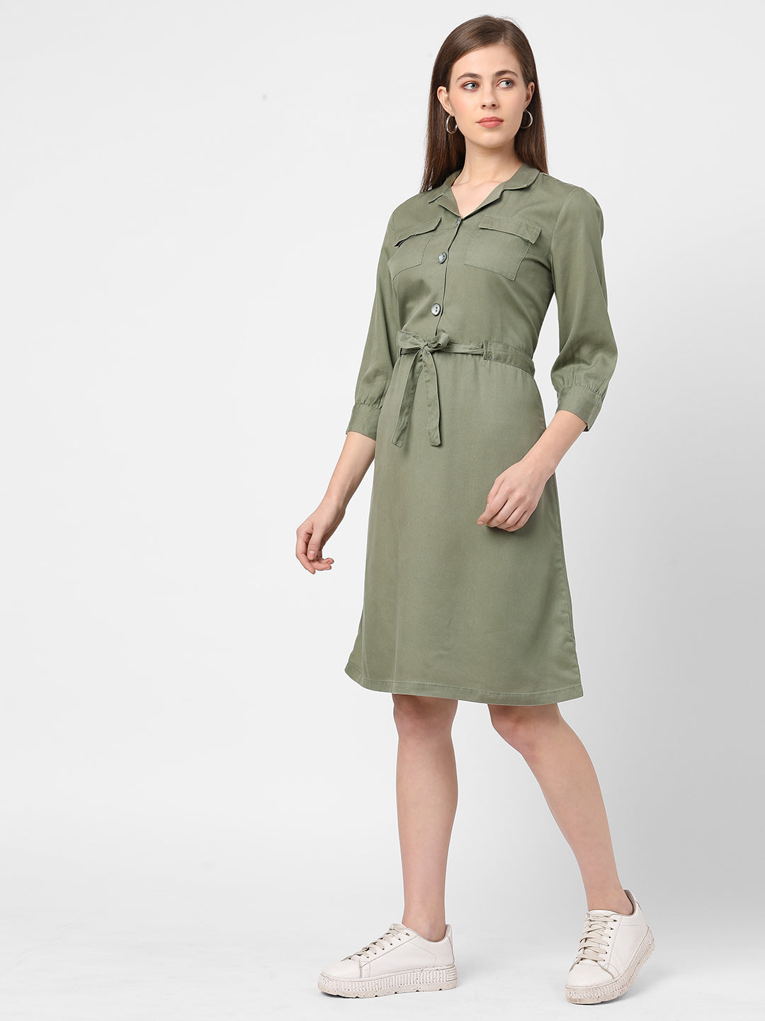 Women Light Olive Solid Dress