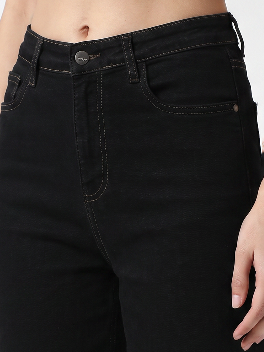 Women Black High-Rise Straight Fit Jeans