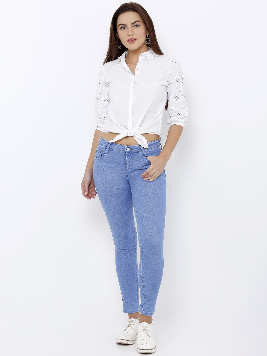 Women Blue High-Rise Crop Length Skinny Jeans