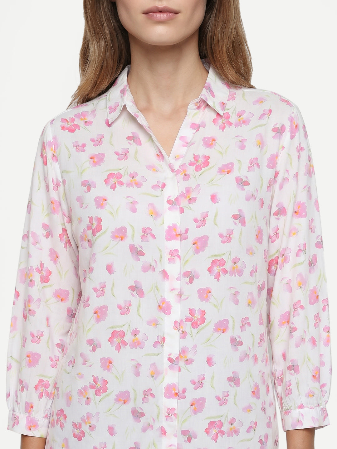 Women Pink Floral Shirt