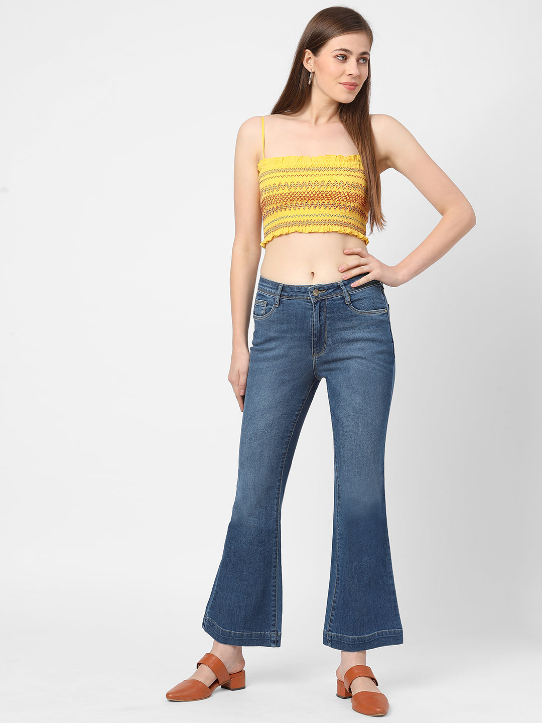 Women Blue High-Rise Flare Jeans