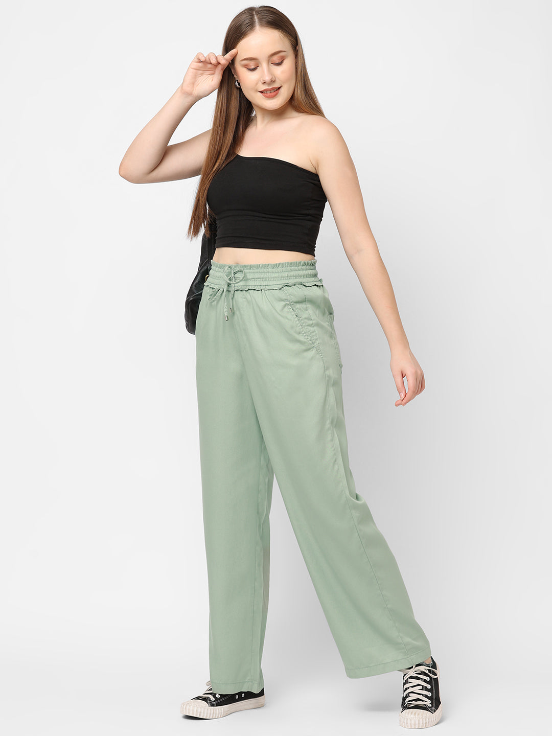 Women High-Rise Wide Leg Trousers