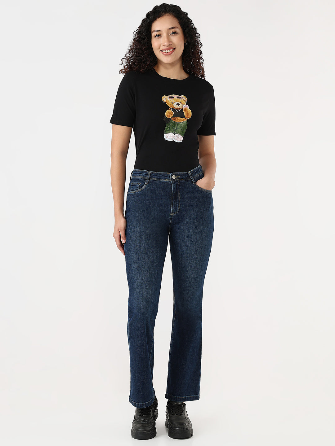 Dark Blue High-Rise Flare Jeans